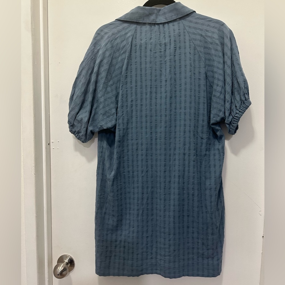 By Anthropologie Blue V-neck Tiered Sleeve Tunic Mini Dress Sz XS - Picture 3 of 7